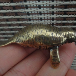 Vintage Style Massivem Messing Kupfer Seelöwe Statue Tier Skulptur für Wohnkultur