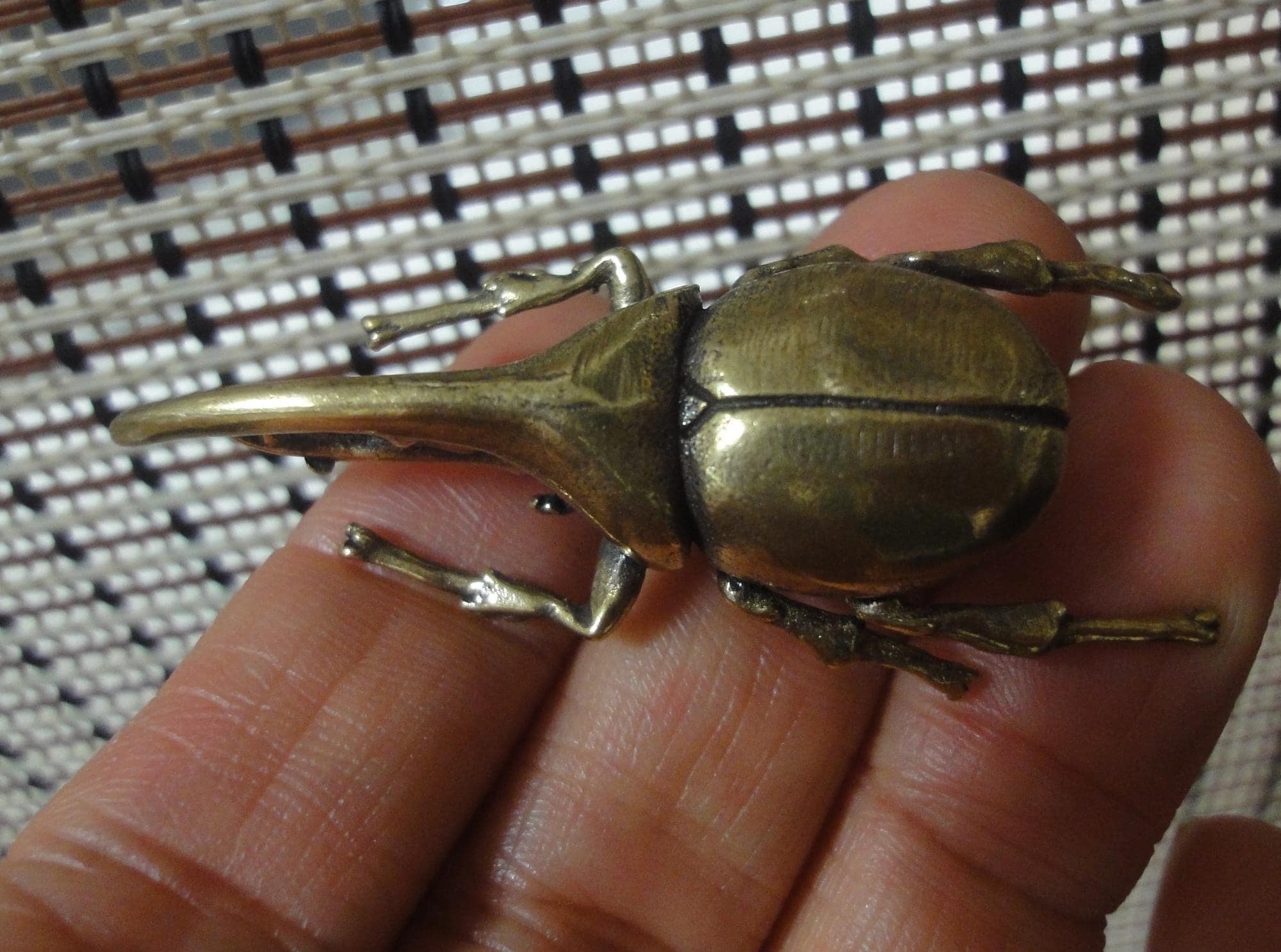 Vintage Style Solid Brass Unicorn Beetle Insect Figurine Statue for Home Garden Decor