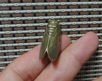 Vintage Style Brass Pure Copper Cicada Figurine Statue for Home Garden Decor