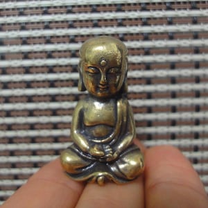 Vintage Style Solid Brass Small Buddha Figurine Statue for Home Desk Decor