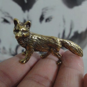 Vintage Style Solid Brass Pure Copper Cute Animal Fox Figurine Statue
