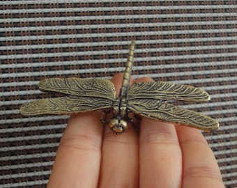 Vintage Style Solid Brass Copper Dragonfly Figurine Statue for Home Garden Decor