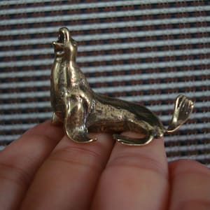Vintage Style Massiver Messing Seelöwe Tierfigur Statue für Hausgarten Dekor