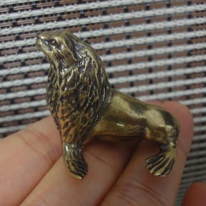 Vintage Style Massivem Messing Kupfer Seelöwe Hund Tier Statue für Haus Garten Decor