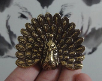 Vintage Decor Solid Brass Copper Open Wings Peacock Animal Figurine Statue