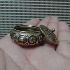 Vintage Style Small Brass Incense Burner 12 Zodiac Animals Covered Censer