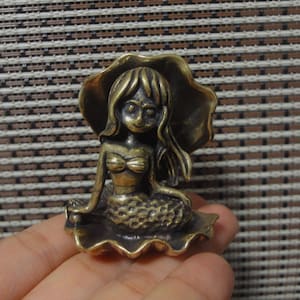 Vintage Style Solid Brass Pure Copper the Daughter of the Sea Mermaid Figurine Statue