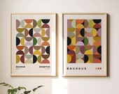 Pair of 2 Retro Poster Prints in Mid-Century Modern Colors / Printable Vintage Gallery Wall Set / Geometric Wall Art for Living Room