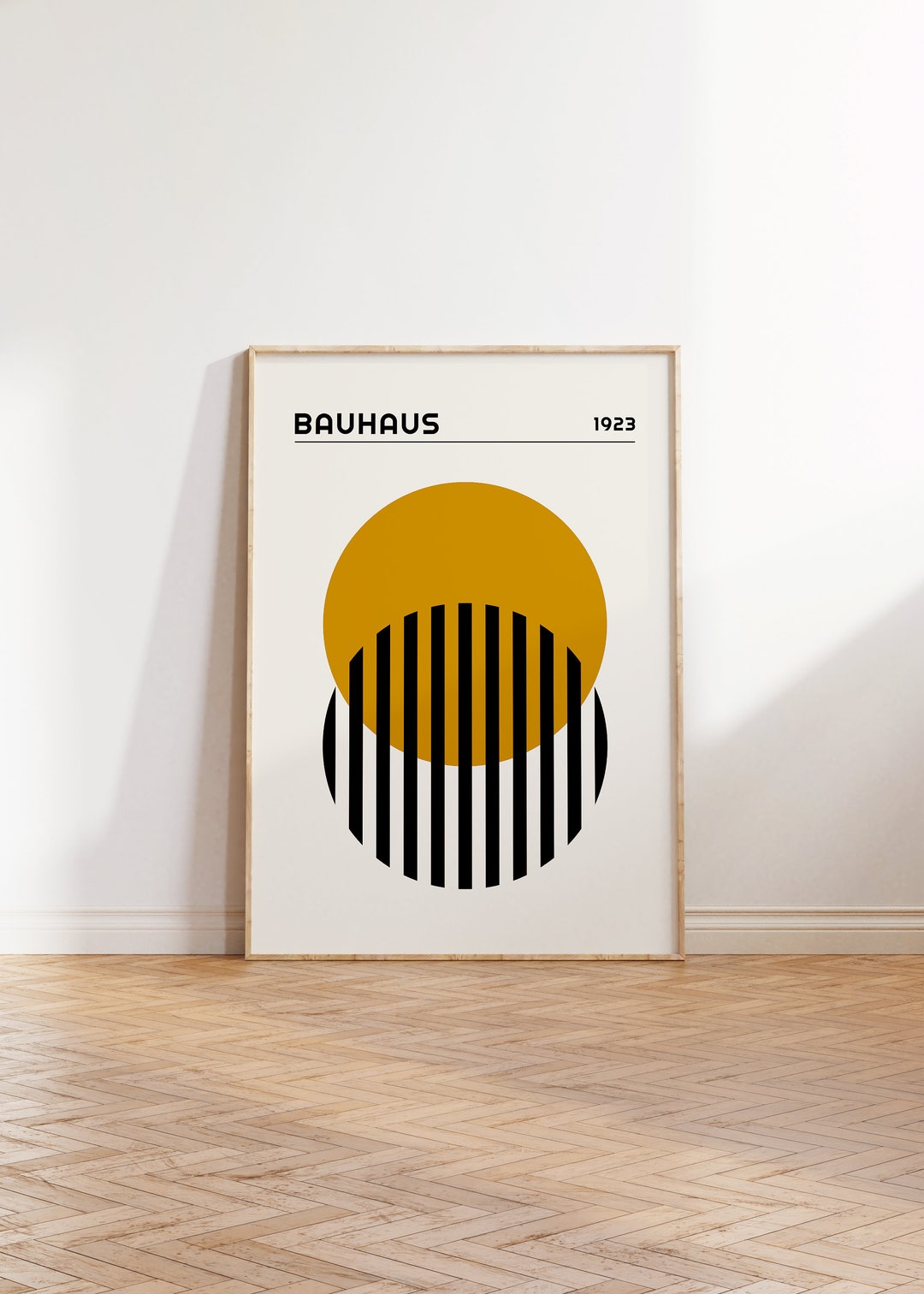 Retro Bauhaus Poster Print in Yellow Ochre for Living Room or Office ...