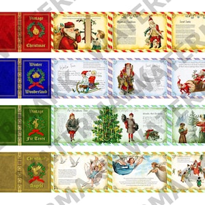 VINTAGE WEIHNACHTEN - 4 druckbare Miniatur-Vintage-Weihnachtsbücher
