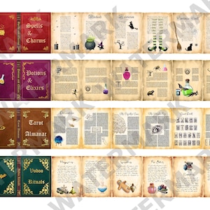 Printable Miniature Halloween Books: Spells, Potions, Tarot (PDF Download)