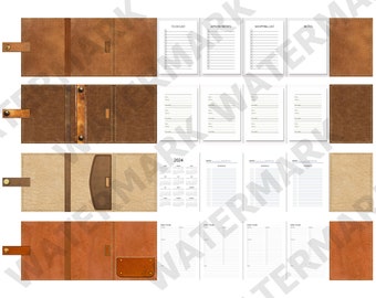 Miniature Leather Planners Set – 1:6 Scale Printable Dollhouse Accessory (PDF)