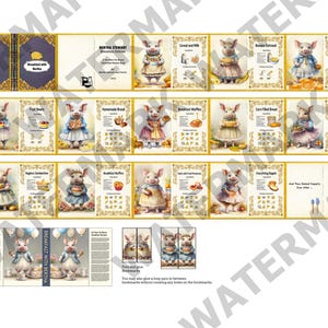May include: A set of illustrated bookmarks and a book sleeve featuring a pig character in breakfast scenes. The book cover reads "Breakfast with Bertha" and "Bertha Stewart Breakfast Edition". The bookmarks include recipes for breakfast items.