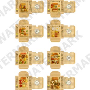 FOOD IN A BOX - A Set of 12 Miniature Printables Boxed Wooden Kitchen Food