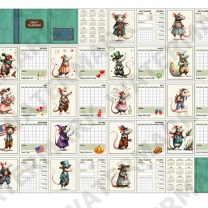 SKÓRZANY KALENDARZ PLANER - Wydrukowana miniaturowa, zabytkowa, skórzana, ilustrowana książka