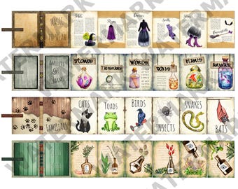 WITCHY BOOKS - A set of 4 Printable Miniature Halloween (Witch-Themed) Books