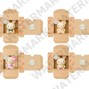 BUNNY IN A BOX - A Set of 8 Miniature Printables Boxed Plushy Bunnies