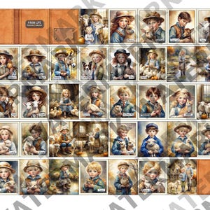 A-Z FARMLIFE PORTRAITS - A Printable Miniature Vintage Leather Illustrated Book
