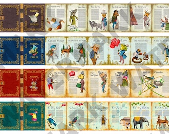 ANIMAL TALES - A Set of 4 Miniature Printables Dollhouse Books
