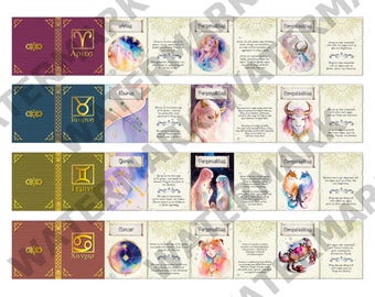 ASTROLOGIE - 12 Miniature Printables Puppenhaus Bücher