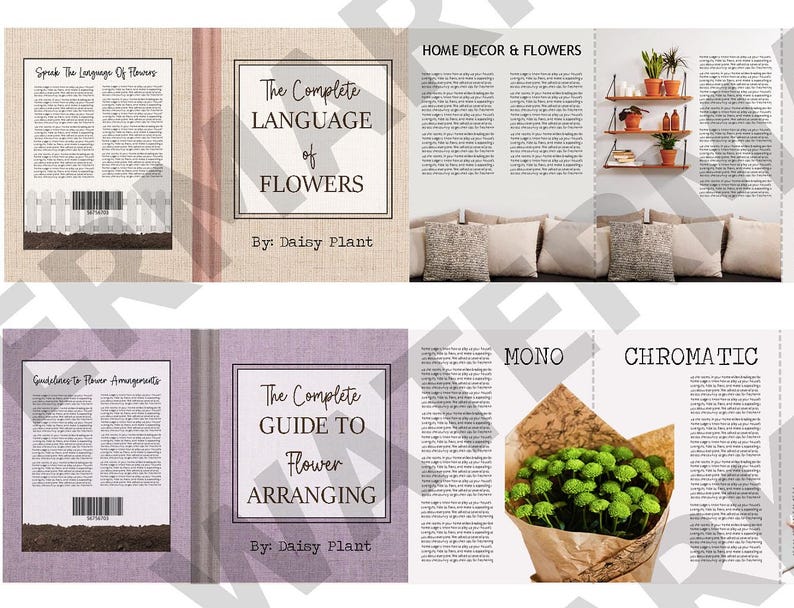 A Set of 4 Printable Miniature Dollhouse Flower Books and 18 Various ...