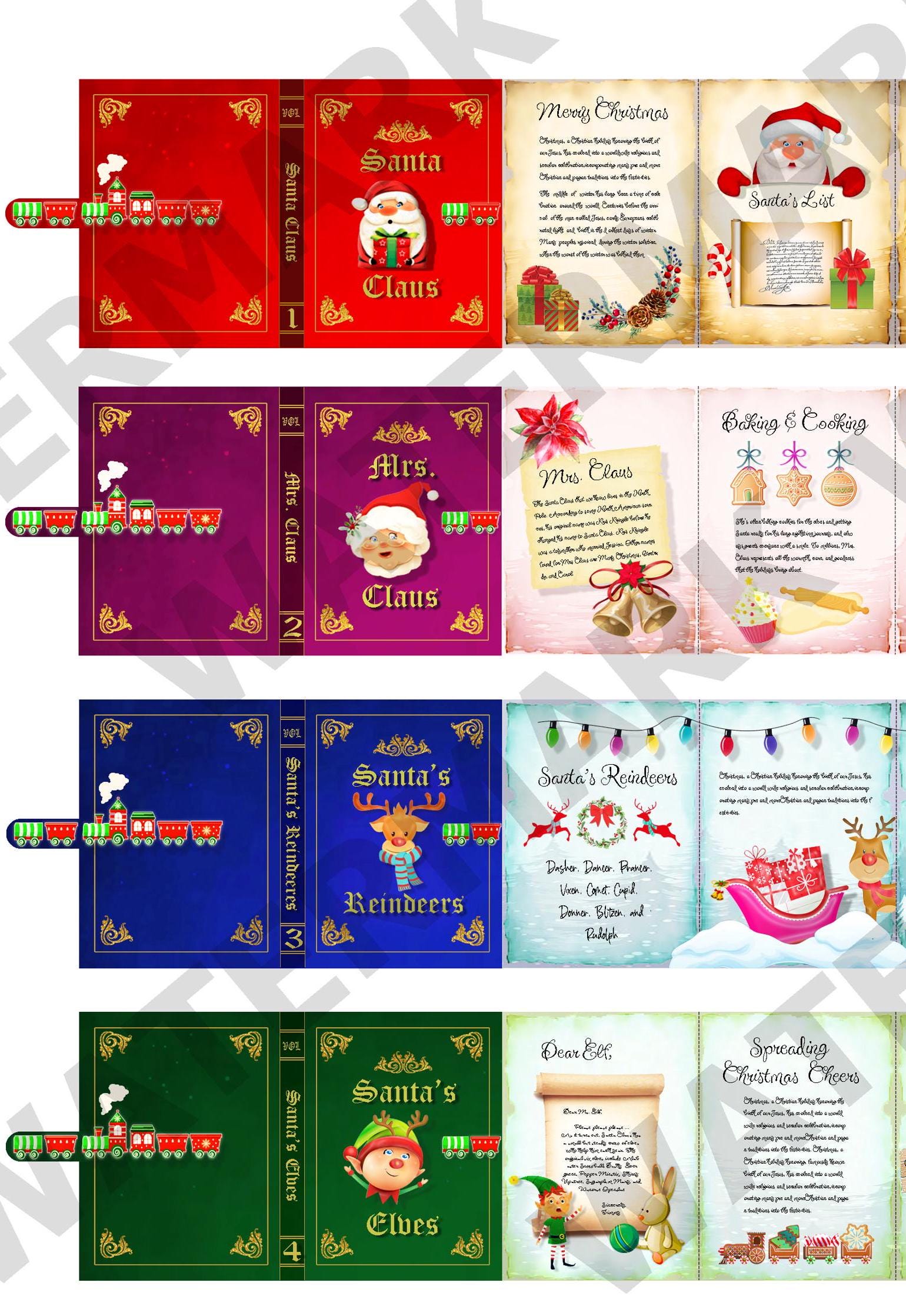 Small Santa Pdf SANTA CLAUS - A Set of 4 Printable Miniature Santa-themed Books Scale 1 ...