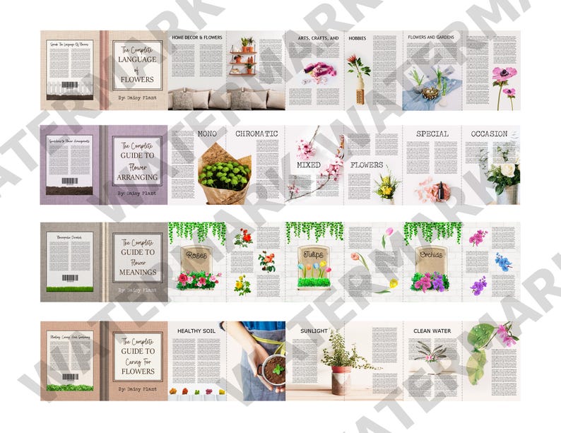A Set of 4 Printable Miniature Dollhouse Flower Books and 18 Various ...