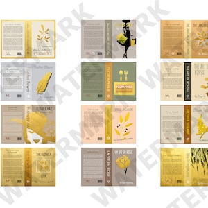 LIBROS DORADOS - Un conjunto de 12 portadas de libros e inserciones de páginas en miniatura imprimibles