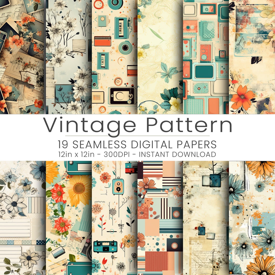 19 Vintage Pattern Digital Paper, Home Decor, Repeatable, Printable ...