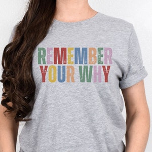Remember your Why, Inspirational Shirt, Girl Power Shirt, Colorful Graphic Tee, Trendy Ladies Tee, Women Empowerment Shirt, Gift for Her