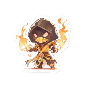 Cute Scorpion Mortal Kombat Sticker, unique video game sticker, gaming sticker