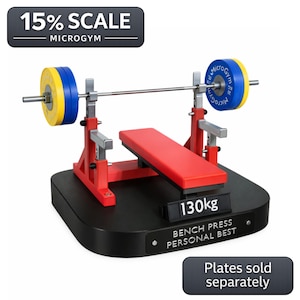 Miniature combinée rack et banc avec haltères et support - Gymnase à l'échelle de 15 %