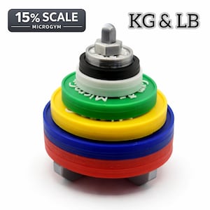 Plaques de poids chargeables miniatures - Style calibré en acier - Gymnase à l'échelle de 15 %