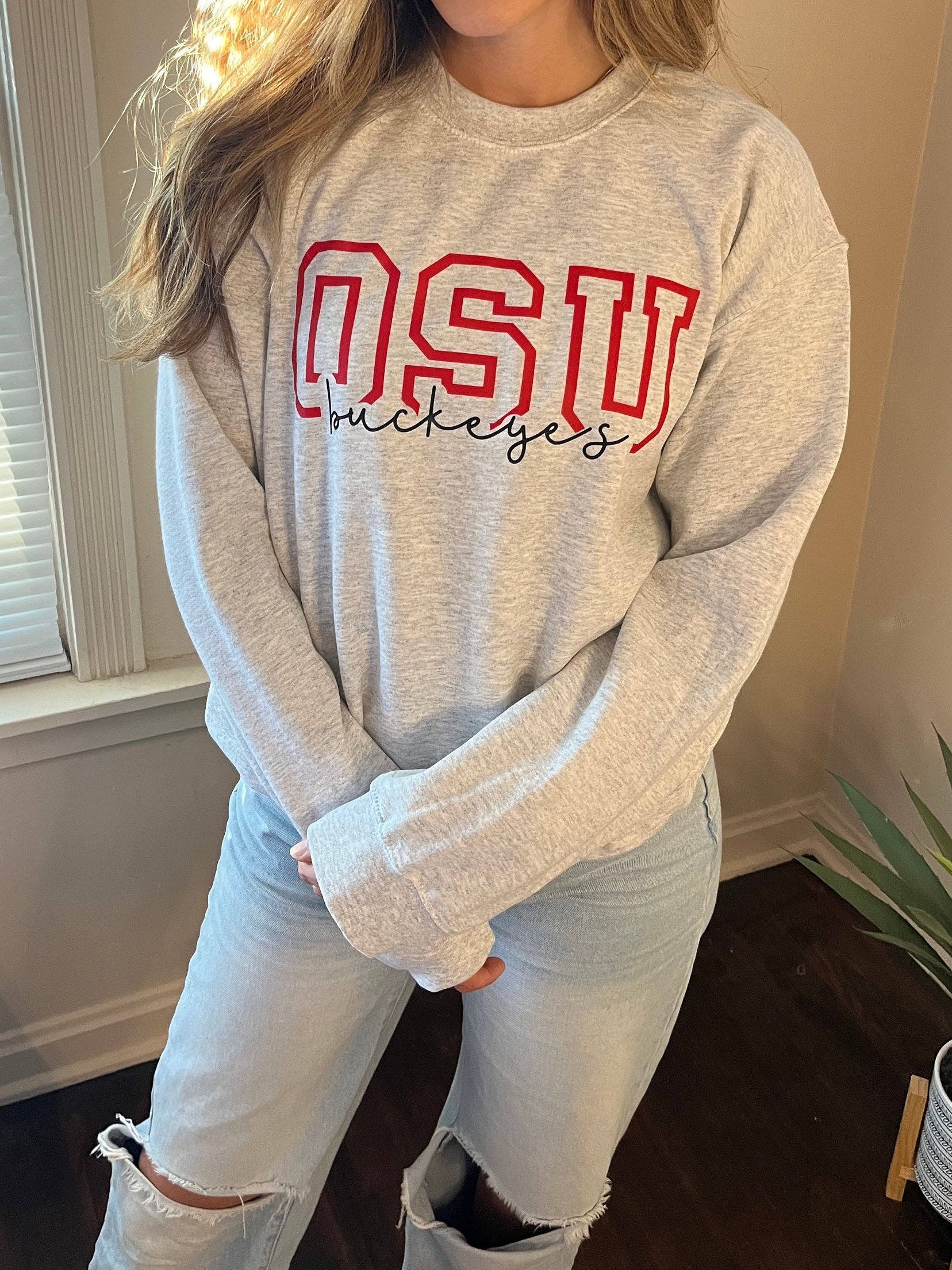 OHIO STATE BUCKEYES Sweatshirt Crew Neck MEDIUM VARSITY AUTHENTIC APPAREL  Sewn