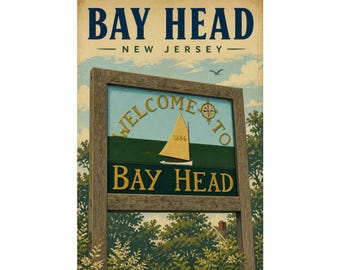 Poster di viaggio vintage di Bay Head, NJ / Decorazione murale della costa del Jersey Shore