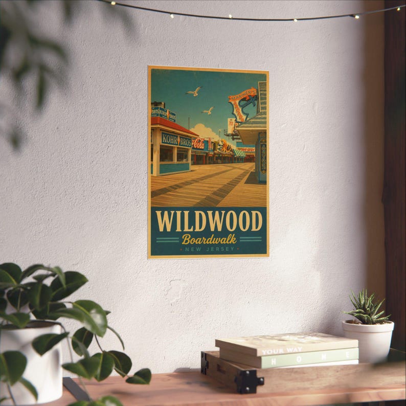 Wildwood Boardwalk Vintage Travel Poster | Wildwood NJ Wall Art | Jersey Shore Print | Beach Decor image 5