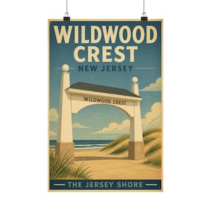 Wildwood Crest NJ Archway Print | Vintage Jersey Shore Beach Art (Poster) image 1