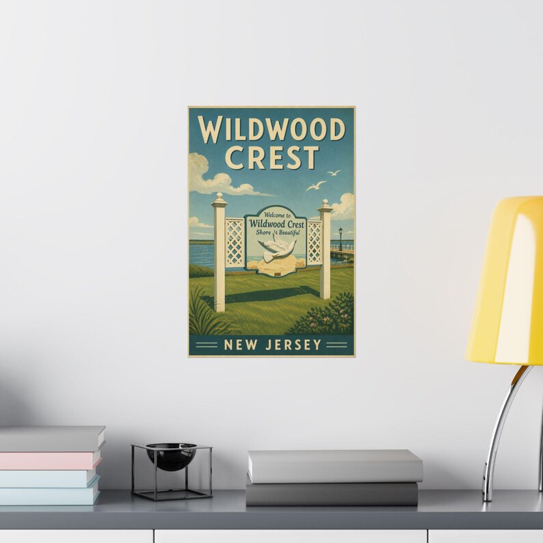 Wildwood Crest NJ Vintage Travel Poster | Jersey Shore Coastal Art Print image 3