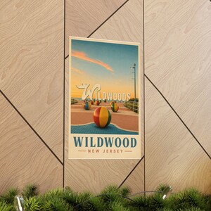 Wildwood Sign Vintage Travel Poster | Wildwood NJ Wall Art | Jersey Shore Print | Beach Decor image 5