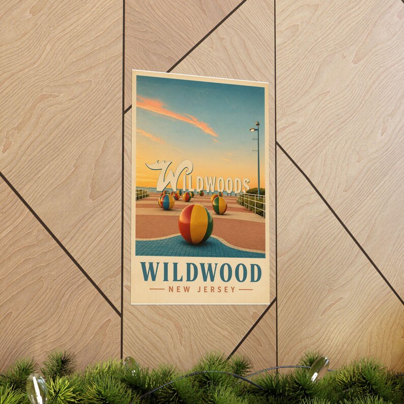 Wildwood Sign Vintage Travel Poster | Wildwood NJ Wall Art | Jersey Shore Print | Beach Decor image 5