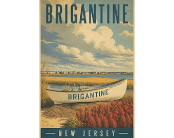 Brigantine-poster | Wandkunst Brigantine NJ | Jersey Shore-print | Kuststranddecoratie