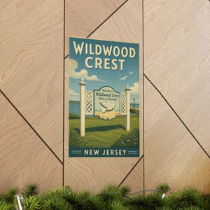 Wildwood Crest NJ Vintage Travel Poster | Jersey Shore Coastal Art Print image 6