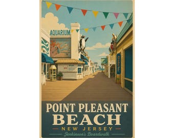 Point Pleasant Beach Jenkinsons Boardwalk Poster | Point Pleasant NJ Wall Art | Jersey Shore Print