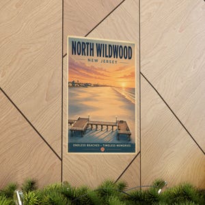 Stampa dell'alba a North Wildwood / Quadro vintage da parete sulla spiaggia del Jersey Shore immagine 6