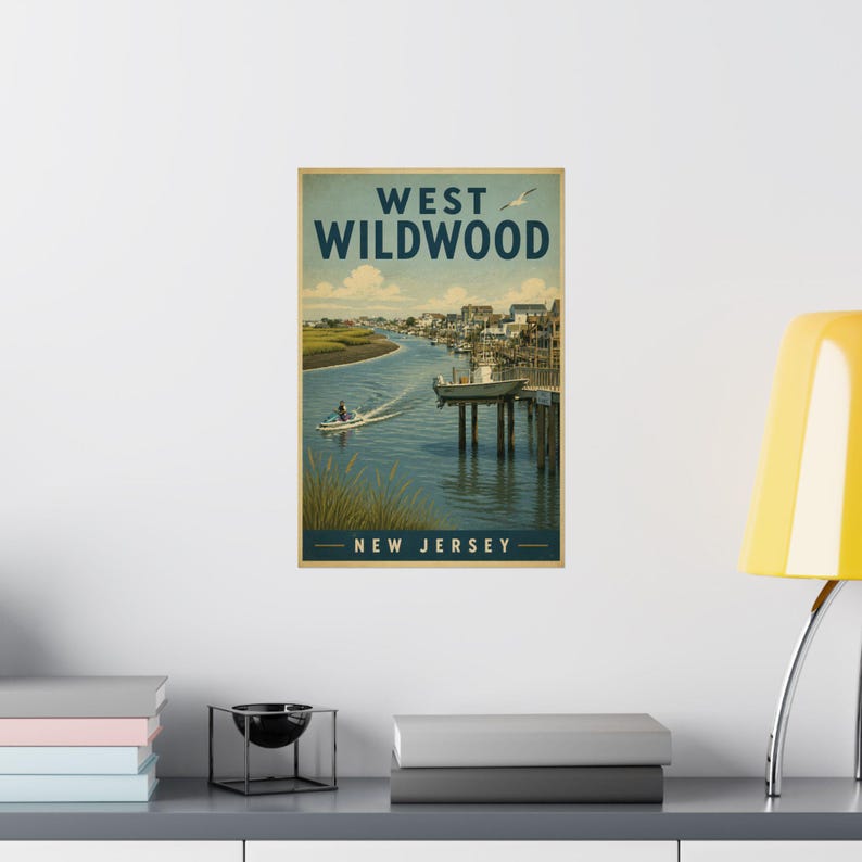 West Wildwood NJ Poster | Vintage Jersey Shore Back Bay Waterfront Print image 3