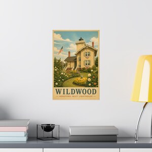 Póster del faro de Wildwood Hereford Inlet / Arte mural de Wildwood, NJ / Lámina de Jersey Shore / Decoración de playa imagen 3
