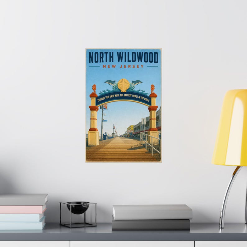 North Wildwood Boardwalk Arch Druck | Vintage Jersey Shore Kunst Bild 3