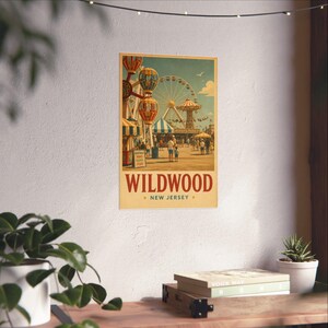 Vintage reisposter Wildwood Morey's Piers | Jersey Shore Boardwalk-kunst afbeelding 6