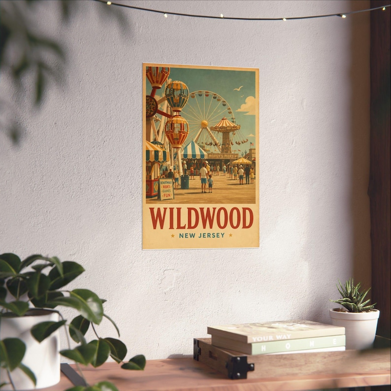 Vintage reisposter Wildwood Morey's Piers | Jersey Shore Boardwalk-kunst afbeelding 6