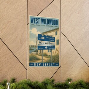 West Wildwood NJ Poster | Vintage Back Bay Coastal Print | Jersey Shore Town Sign Artwork image 6